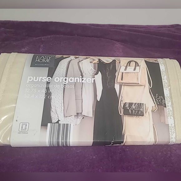 Purse organizer, holds 8 handbags with clear pockets & swivel neck hanger - Picture 2 of 4